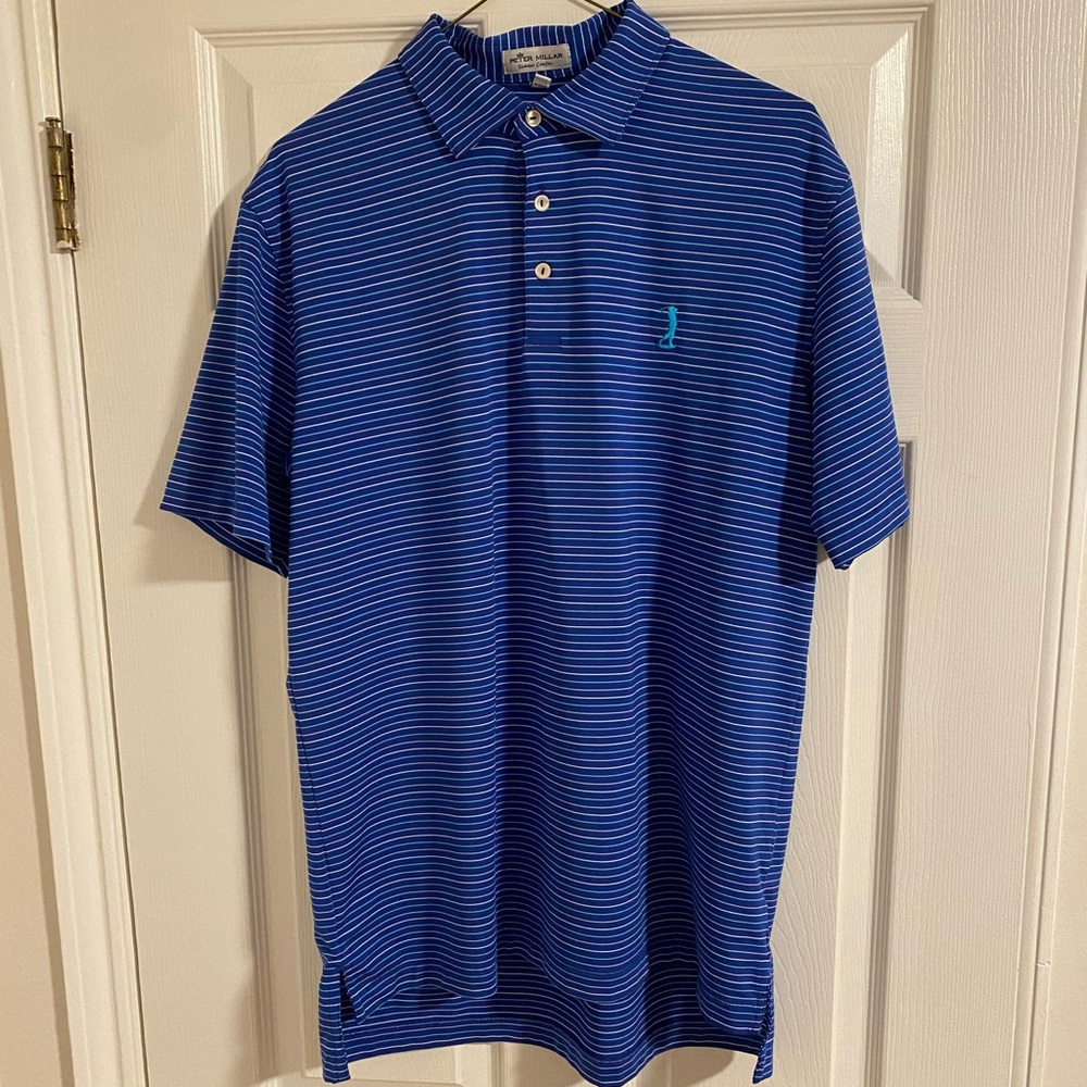 Peter Millar Striped Summer Comfort Golf Polo-Private Club Logo